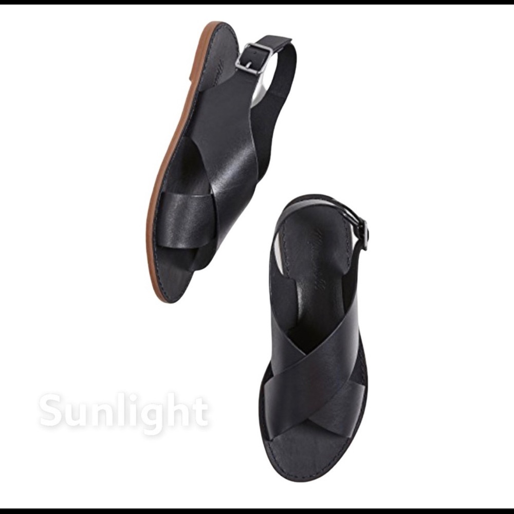 Madewell Shoes | Made-well Reja Crisscross Black Leather Sandals.  Size 7